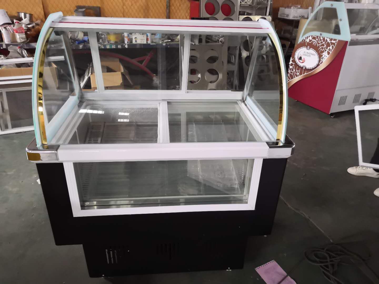 Hard Ice Cream Showcase Glass Display Counter Refrigeration Equipment For Sale