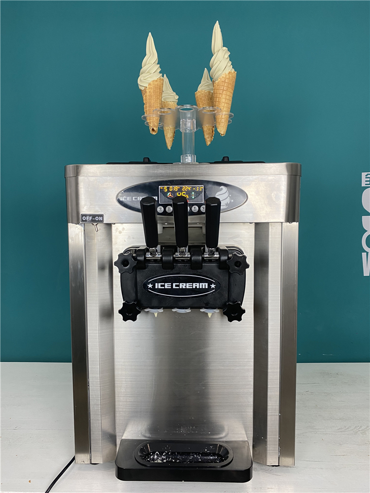Portable table top soft serve ice cream machine three flavors automatic soft ice cream vending machine